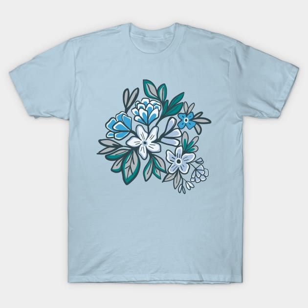 Boho flower garden at midnight T-Shirt by Natalisa